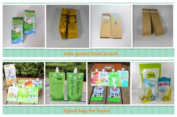 bottom gusset laminated aluminum foil mylar bags/stand up pouch for fit food