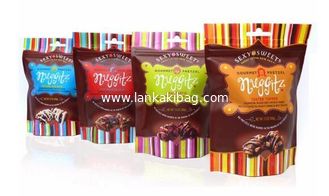 China Custom Logo Design Mini Plastic Stand Up k Sweet Candy / Chocolate Food Packaging Bags With Hang Hole supplier