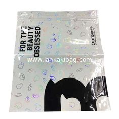 China Holographic Compostable Aluminium Foil Three Side Seal Mylar Bag with Zipper and Window for Gifts or Cosmetics supplier