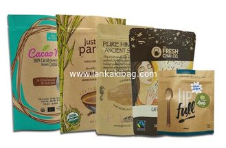 China Customized printing stand up k pouch brown kraft paper bag with window for food packaging bag supplier