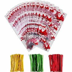 China OPP Christmas Cellophane Treat Bags/ Candy Cookie Packaging Bags with Twist Ties supplier