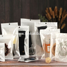 China OPP CPP White Clear Resealable Zipper Plastic Pouches for Makeup tools/Electronis etc Packing supplier