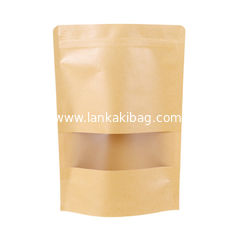 China Low Price Stand-Up Kraft Paper Zipper Pouch Bag With Clear Window supplier