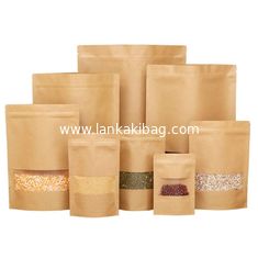 China Kraft Bags With Window Stand Up Bag k Seal Paper bag Resealable Large Food Storage Pouch supplier