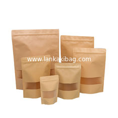China Stand Up Pouch Kraft Paper Packaging Bag With Zipper and Window supplier
