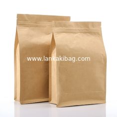 China china Factory manufacture Recyclable square flat bottom zipper kraft paper bag for food packaging supplier