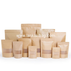 China Food Grade Zipper white brown kraft paper bags with clear window and zipper supplier