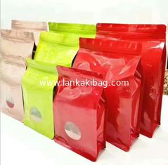 China Custom Printing Aluminum Foil Plastic Zipper Flat Bottom Bag with Window for tea packing supplier