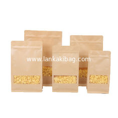 China 100% recycled kraft paper k bags with clear window/coffee bean flower seeds packaging pouch supplier