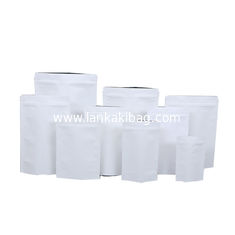 China Custom Logo Doypack Resealable Zipper White Kraft Food Packaging Paper Bags with Clear Window supplier
