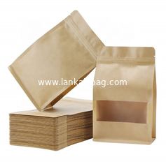 China Custom printed Flat Bottom zipper pouch kraft paper bags with window supplier