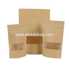 China 250g snack/tea/coffee/rice food k stand up pouch kraft packaging paper bag with window supplier