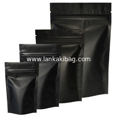 China Factory price custom size matte black metallic foil stand up zip lock bag supplier