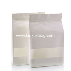 China matte resealable zipper top food spot packaging bags flat bottom white kraft paper bags with rectangle window supplier