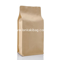 China Eco friendly specialty kraft paper flat bottom one way valve ziplock box pouch coffee bag for 250g 500g 1kg supplier