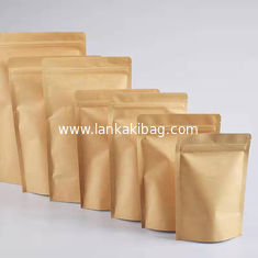 China Paper Bag 100g Coffee Waterproof Bags Zipper White Tea Kraft Stand Up Pouch supplier