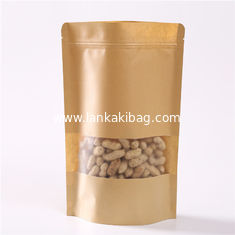 China Ziplock Brown White Kraft Craft Paper Standing Up Pouches Food Packaging Zipper Bags With Window supplier