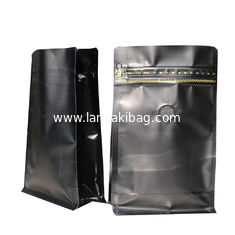 China Custom Printed Doypack Resealable Black Matte  Coffee Bag with Valve supplier