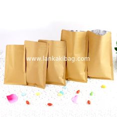 China 7*10 Eco-friendly Custom logo printing packaging three sides heat seal bag brown kraft paper bags for food supplier