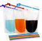 Heat-Proof Plastic Stand Up Juice Pouch With Straws Clear Drink Pouch Heavy Duty Hand-held Reclosable Zipper supplier