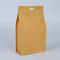 China Stock Quad Seal Brown Flat Bottom Stand Up Doypack Kraft Paper Food Zipper Pouch Bag supplier