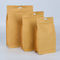 China Stock Quad Seal Brown Flat Bottom Stand Up Doypack Kraft Paper Food Zipper Pouch Bag supplier