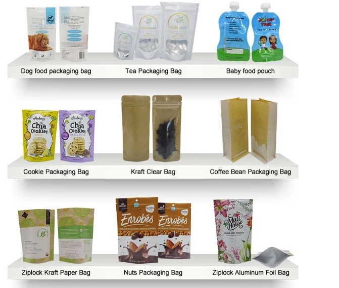 Food Packaging Zipper Transparent Resealable Plastic Bags Food Grade Flat Bottom Zip Lock