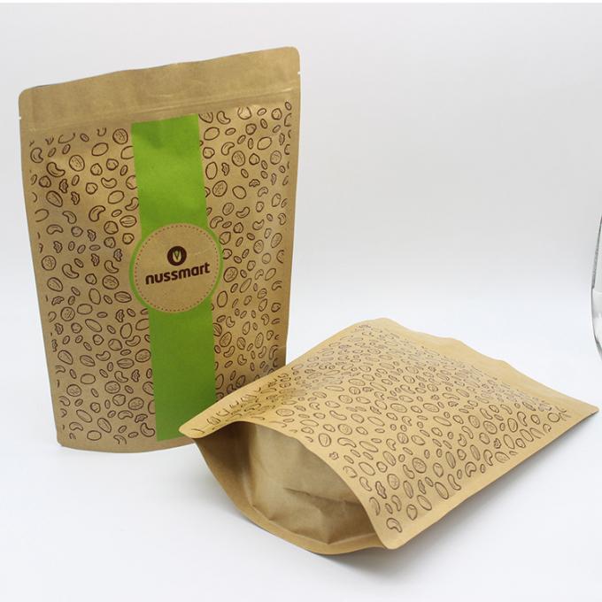 Resealable kraft paper zipper bags brown kraft paper bags paper pouch