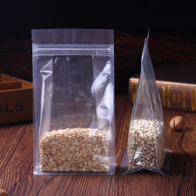 Resealable Doypack Clear Transparent Plastic Stand Up 8 Side Quad Seal Block Bottom Gusset Box