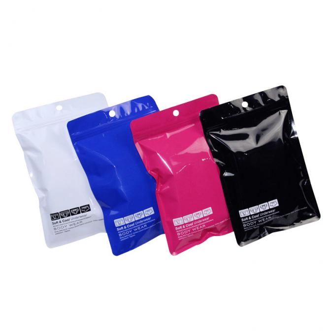 Zip lock underwear reclosable packaging custom printing garment plastic bags for clothing