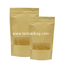 China Matte Clear Window recycled kraft paper bags with bottom gusset for food supplier