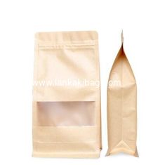 China Custom Made Candy/Sugar k Packaging Food Grade Brown Square Bottom Water Resistant Paper Bag supplier