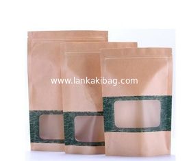 China Zipper Custom Printing Heat Sealing Kraft Paper Bags With Window For Tea supplier