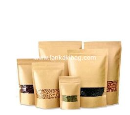 China Custom print stand up top zipper sealing brown kraft paper cereals bags with Clear Window supplier