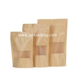 China High grade Window kraft stand up zipper pouch/Brown kraft paper bags/Dried food packaging supplier