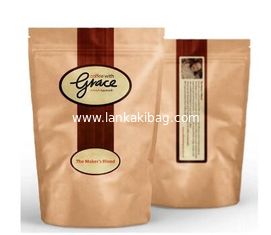 China Printing standing up Resealable snack  plastic brown kraft packaging paper bags with k supplier