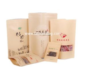 China promotional cheap small brown kraft paper bags/k stand up karft paper bag with clear window supplier