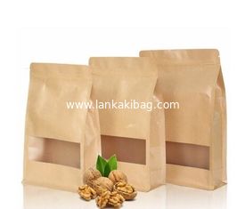 China Printing eco friendly recycled resealable k kraft paper bag with clear window for Food supplier