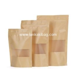 China Custom printing kraft paper stand up k bag with clear window for food supplier