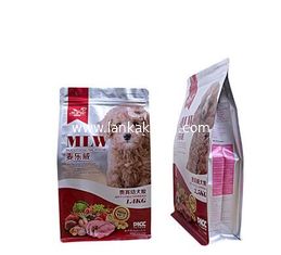 China 100% Food Grade Dog Cat Treat Packaging Block Square Flat Bottom Zipper Stand up Pouch Plastic Pet Food Bag supplier