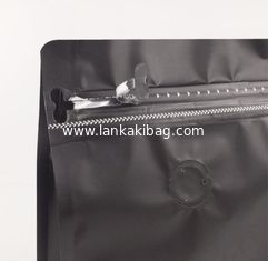 China 1KG flat bottom black aluminum foil zip-lock bags stand up pouches for air valve coffee supplier