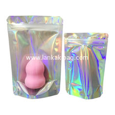 China Hot stamp print holographic mylar bag smell proof Doypacks for makeup sponge supplier