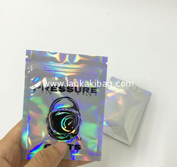 China custom hot stamp print foil child proof holographic mylar bag smell proof for cosmetics supplier