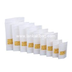 China Custom Food Packaging Bag Standup White Kraft Paper Zipper Bag with Window for Food Wholesale supplier