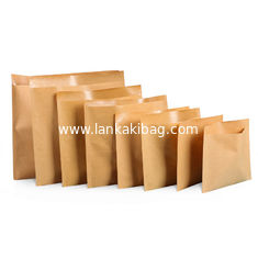 China Blank Plain Grocery Food Packaging Small Block Bottom Brown Kraft Paper Bags No Handles supplier