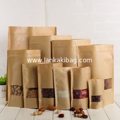 China Resealable Aluminum Foil Kraft Paper Stand Up Pouches With Zipper For Food Packaging supplier