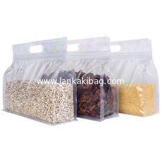 China clear plastic Snack Zipper bag eight sides seal Zipper Block Square Flat Bottom Pouch supplier