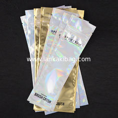 China Customized Printing front zip lock aluminum foil Plastic bags for cosmetic makeup brush packaging supplier