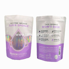 China Glossy Mylar Make Up Sponge bag Manufacturer Holographic Foil With Ziplock Clear Window Matte Plastic Pouch supplier