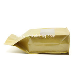 China Transparent window zipper top kraft paper packaging bag Side Gusset stand up coffee pouch supplier